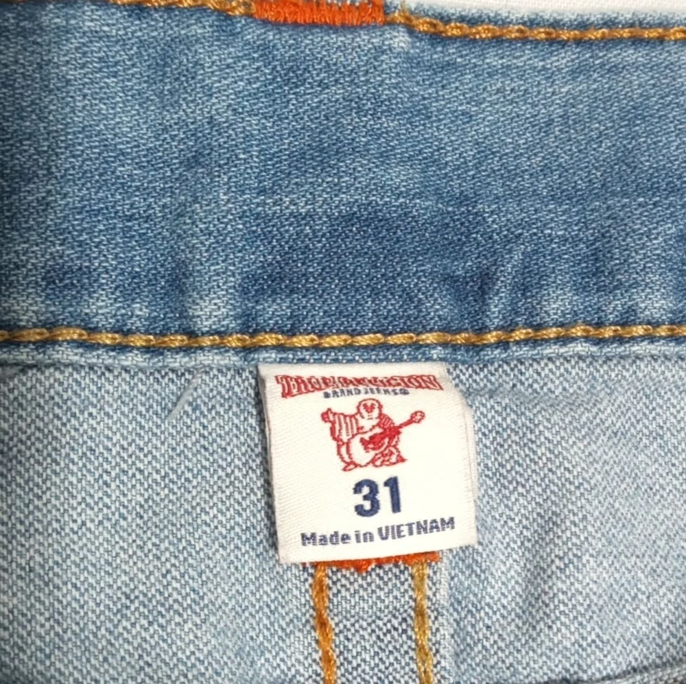 True Religion Men’s Slim Fit Jeans Light Wash Horseshoe Flap Pocket Size 31/33